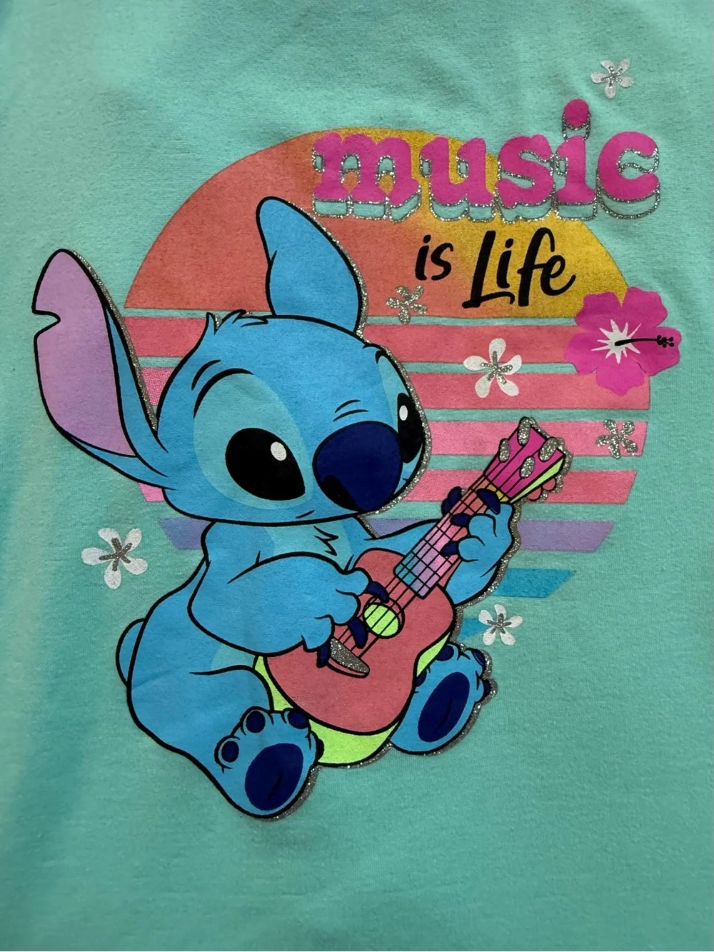 Disney Mint & Pink Stitch Graphic Sleeveless Dresses